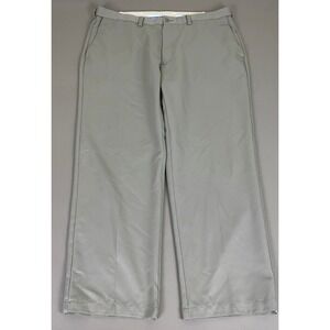 Haggar Dress Pants Men's Size Gray 40x30 Flat Front Polyester Straight Fit Wear*